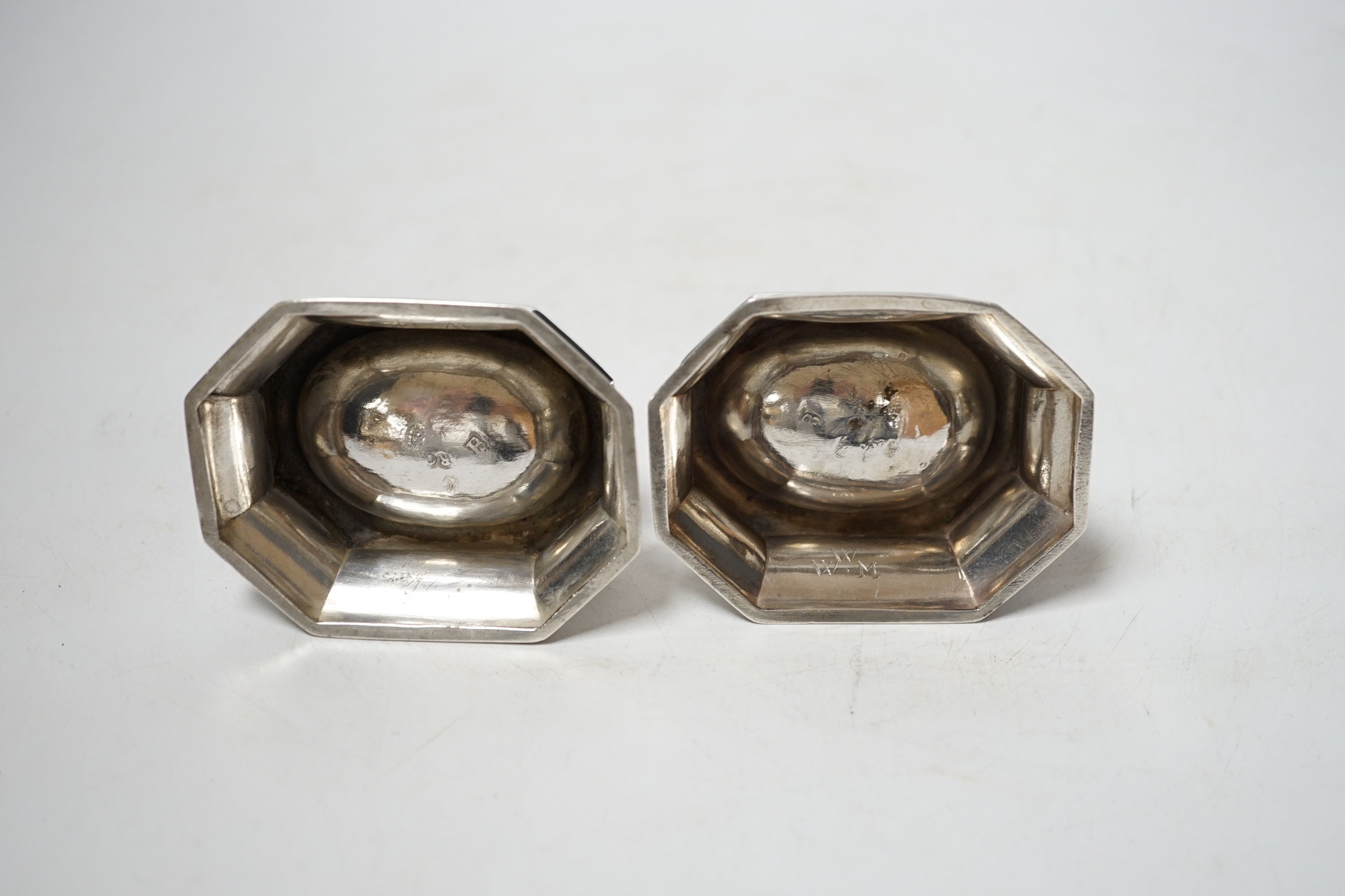 A pair of George I silver trencher salts, Gundry Roode?, London, 1717, 82mm (repair).